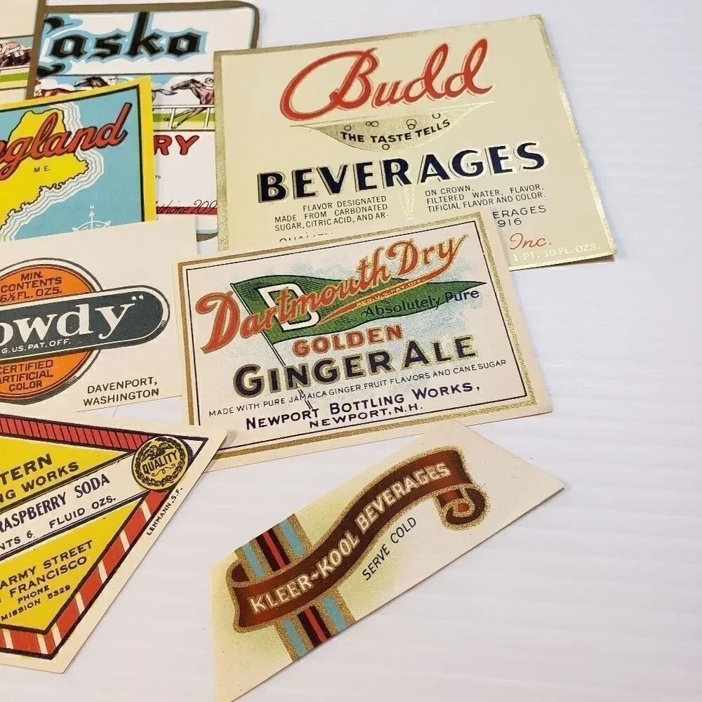 Vintage Unused Beverage Labels Paper Crafting